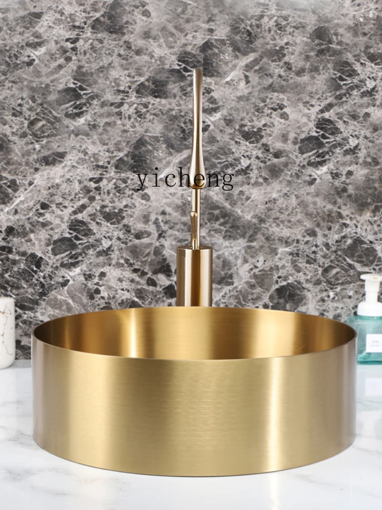 Xl Golden, round Stainless Steel Lavabo Hotel Bronze Wash Basin Basin