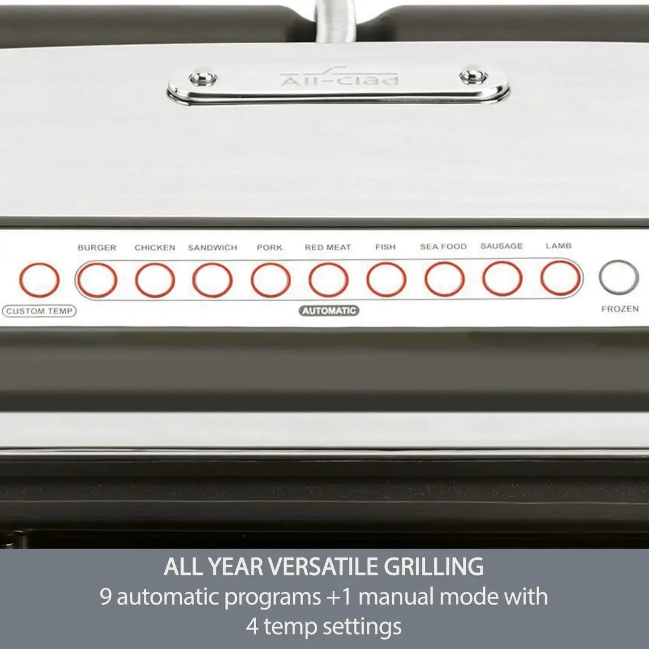 AutoSense เตาย่างในร่มสแตนเลส Panini Press XL ทําอาหารอัตโนมัติ 1800 วัตต์ไร้ควัน จานถอดได้ เครื่องล้างจาน Saf