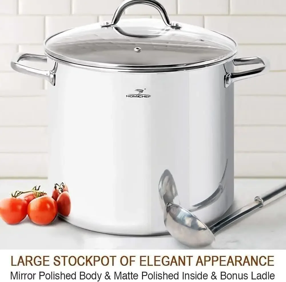 Commercial Grade LARGE STOCK POT 20 Quart With Lid - Nickel Free Stainless Steel Cookware - Healthy Polished Stockpots