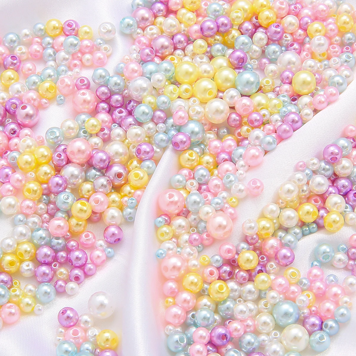 150Pcs Mix Size 3-8mm Beads With Hole Colorful Pearls Round Acrylic Imitation Pearl for DIY Jewelry Making Necklace Bracelet