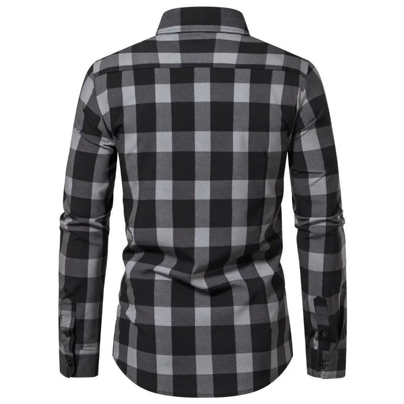 2023 Spring and Summer New Men\'s High Quality Plaid Shirts Loose Business Casual Silk Smooth Shirt Long Sleeve shirts for men