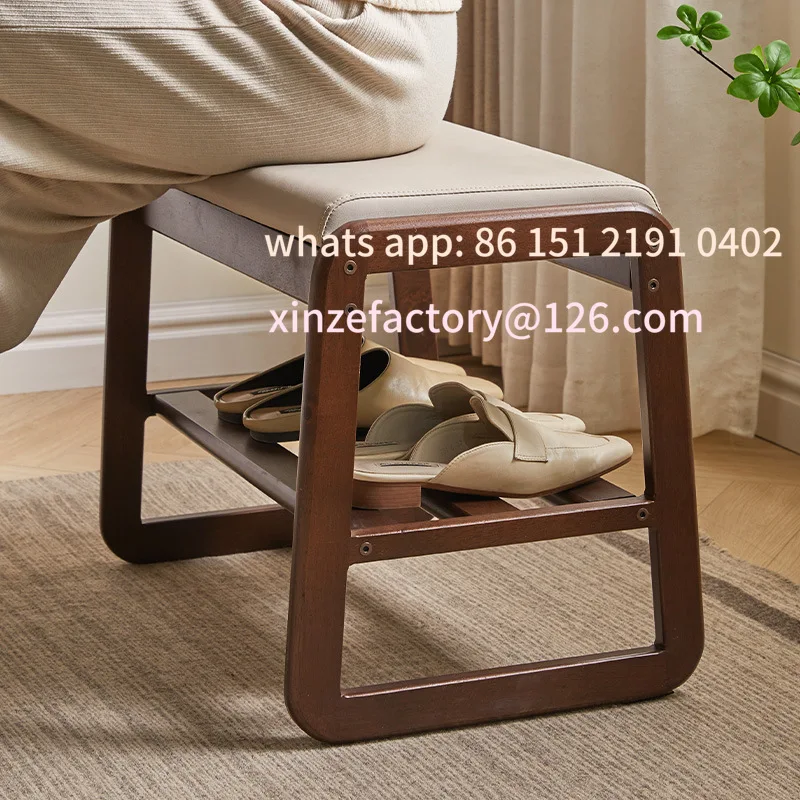 Customizable solid wood shoe changing stool Enter the house and enter the door to wear a shoe stool and a long stool
