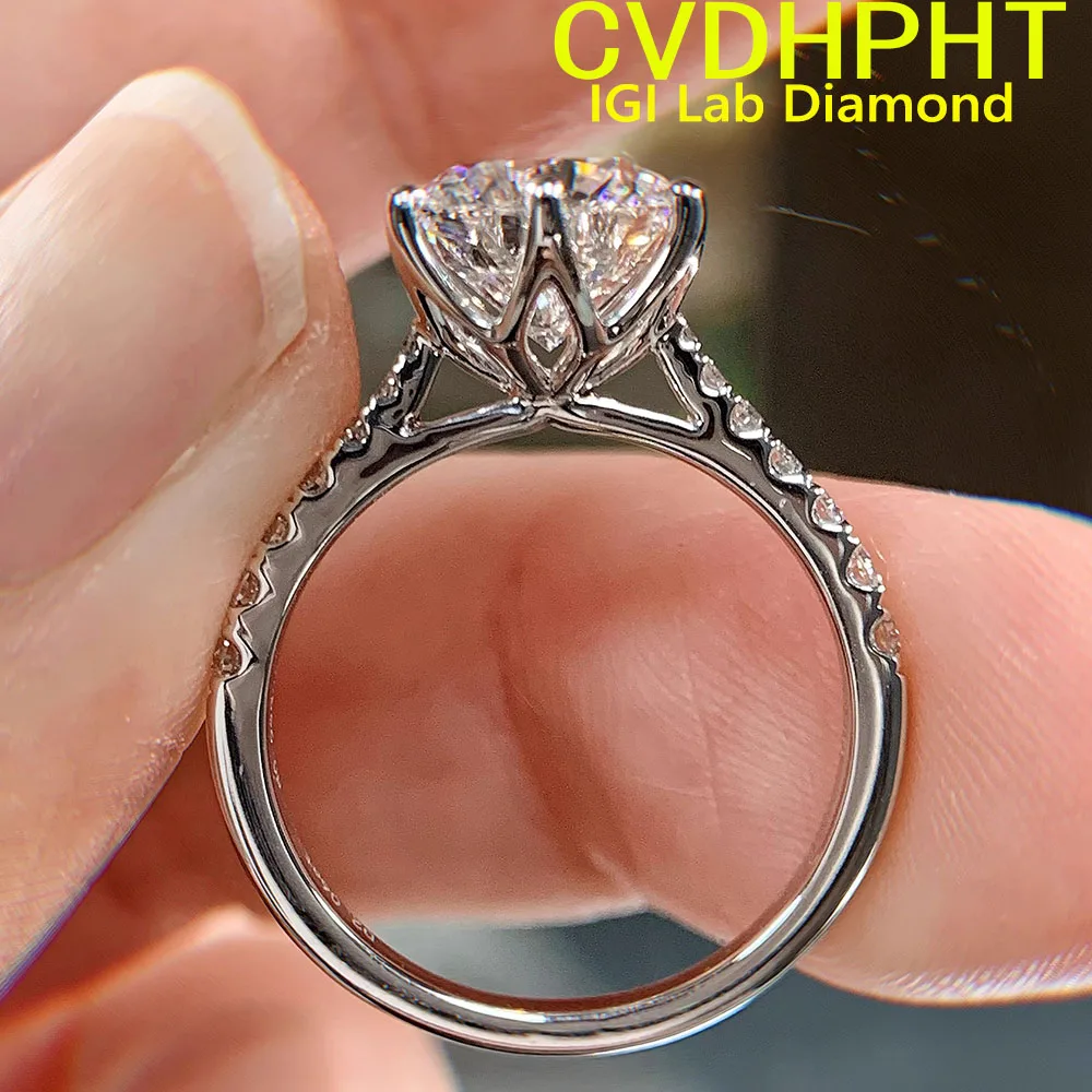 popular real Solid 14K white gold Lab grown dimaond ring IGI&GIL round shape D VS1 Wedding engagement ring