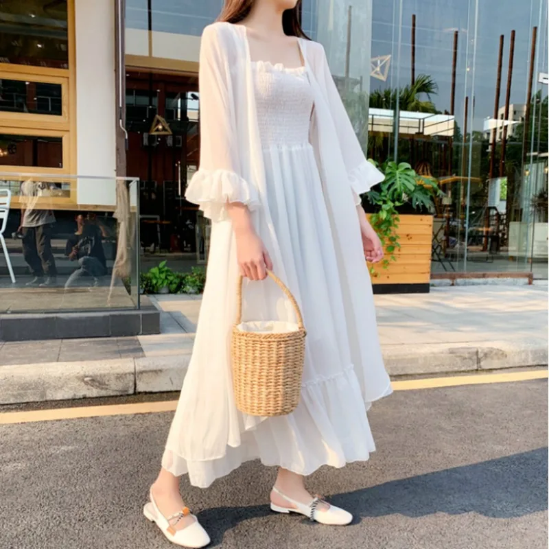 Summer Thin Sun-proof Jackets Women Breathable Long Style Sweet Lady Loose All-match Fashion Solid Holiday Sunscreen Sheer Chic