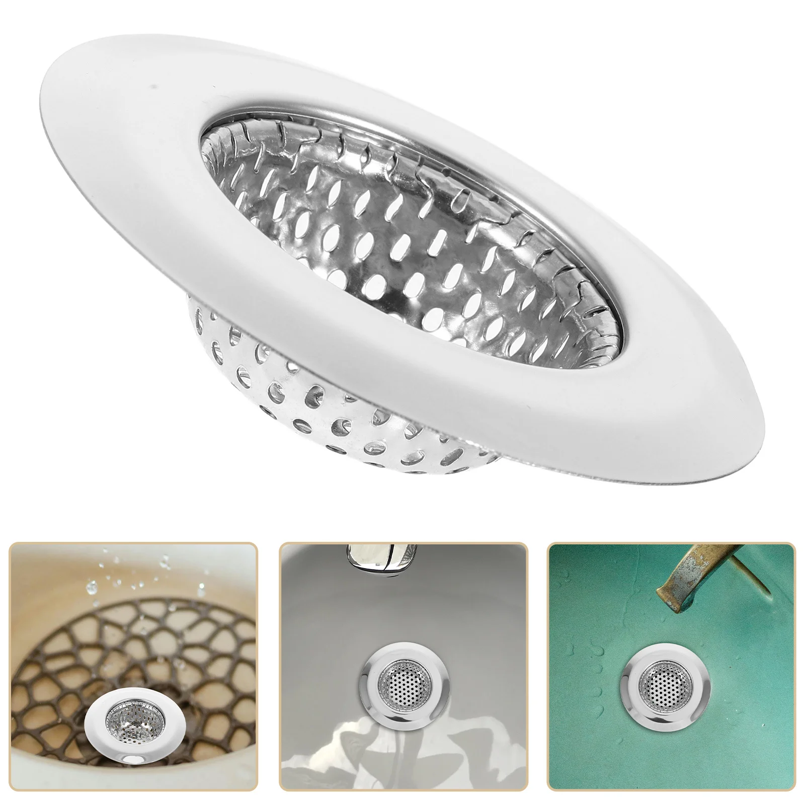 

Stainless Steel Sink Filter Mesh Kitchen Drain Strainer Anti-Clogging Removable For Food Grease Debris Catcher Waste