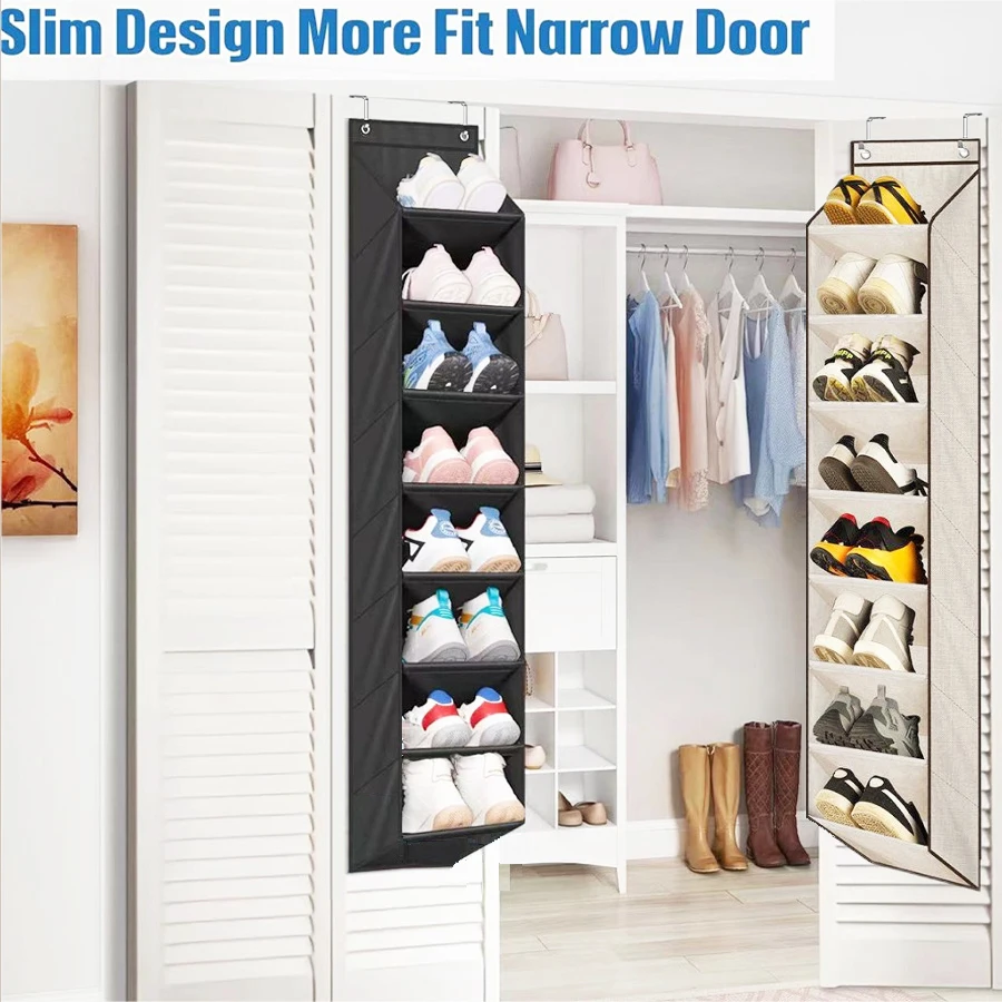 Shoe narrow model hanging bag on the door 4-layer 8-layer hanging dormitory and narrow door storage shoe rack view 6