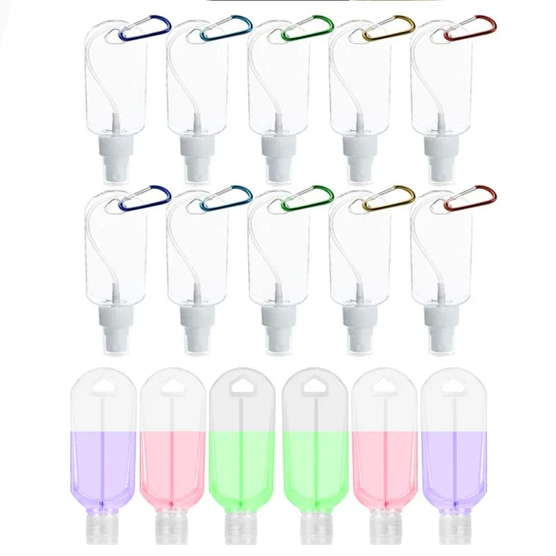 

50Pcs Portable Clear Plastic Keychain Bottles W/ Sprayer&Flip Lid Sample bottle Mini Travel Containers For Alcohol Liquid Lotion
