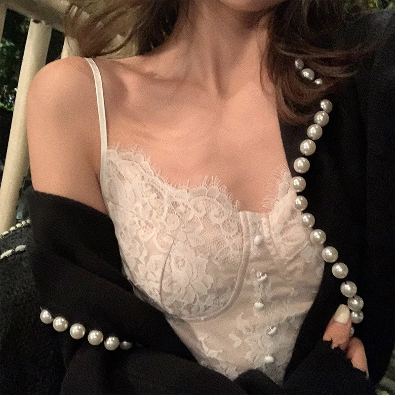 Lace Crop Top Women's Outerwear Summer Bra Integrated Underwear Beautiful Back Suit Inner Match Base Pad Women's Vest