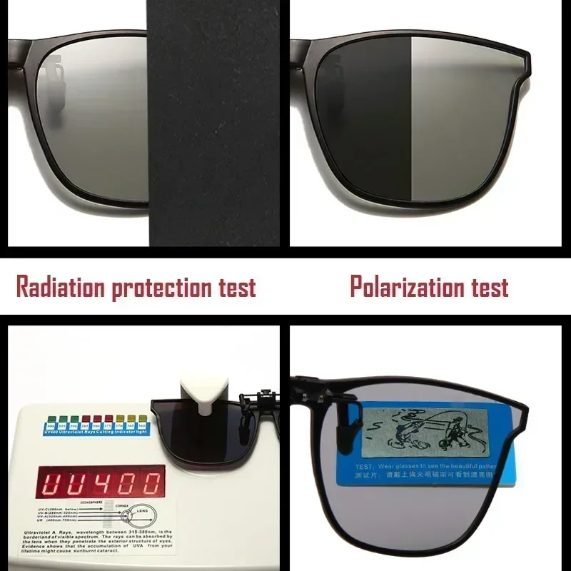 1pcs Polarized Clip On Sunglasses Men Photochromic Car Driver Goggles Night Vision Glasses Anti Glare Vintage Square Eyewear view 3
