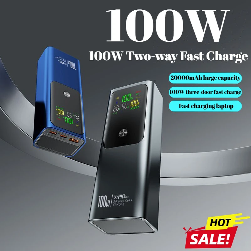 

PD100W portable charger power supply 30000mAh capacity fast charging Powerbank for laptop iPhone Samsung external battery