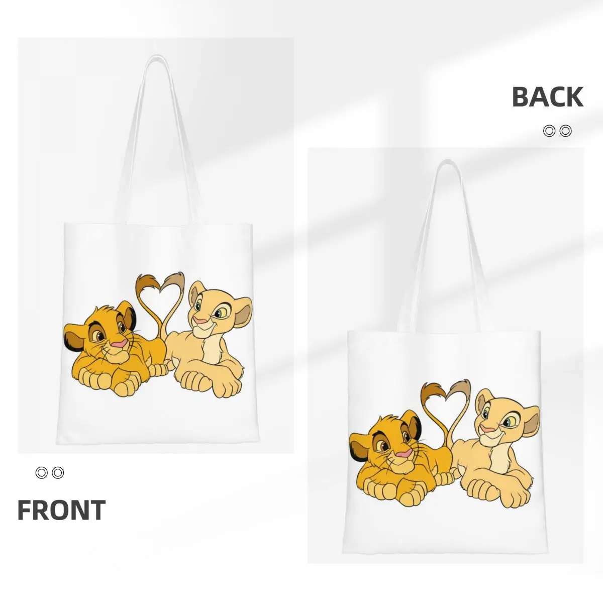 Custom The King Lion Grocery Shopping Bag Printed Canvas Shopper Tote Shoulder Bags Big Capacity Washable Simba And Nala Handbag