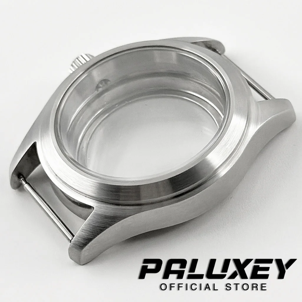 حافظة ساعة من الكريستال الياقوت الفضي ، موضة الأعمال ، حزام جلدي ، تناسبها NH34 ، NH35 ، NH36 ، NH38 ، PT5000 ، ETA2824 ، 36 ، 39