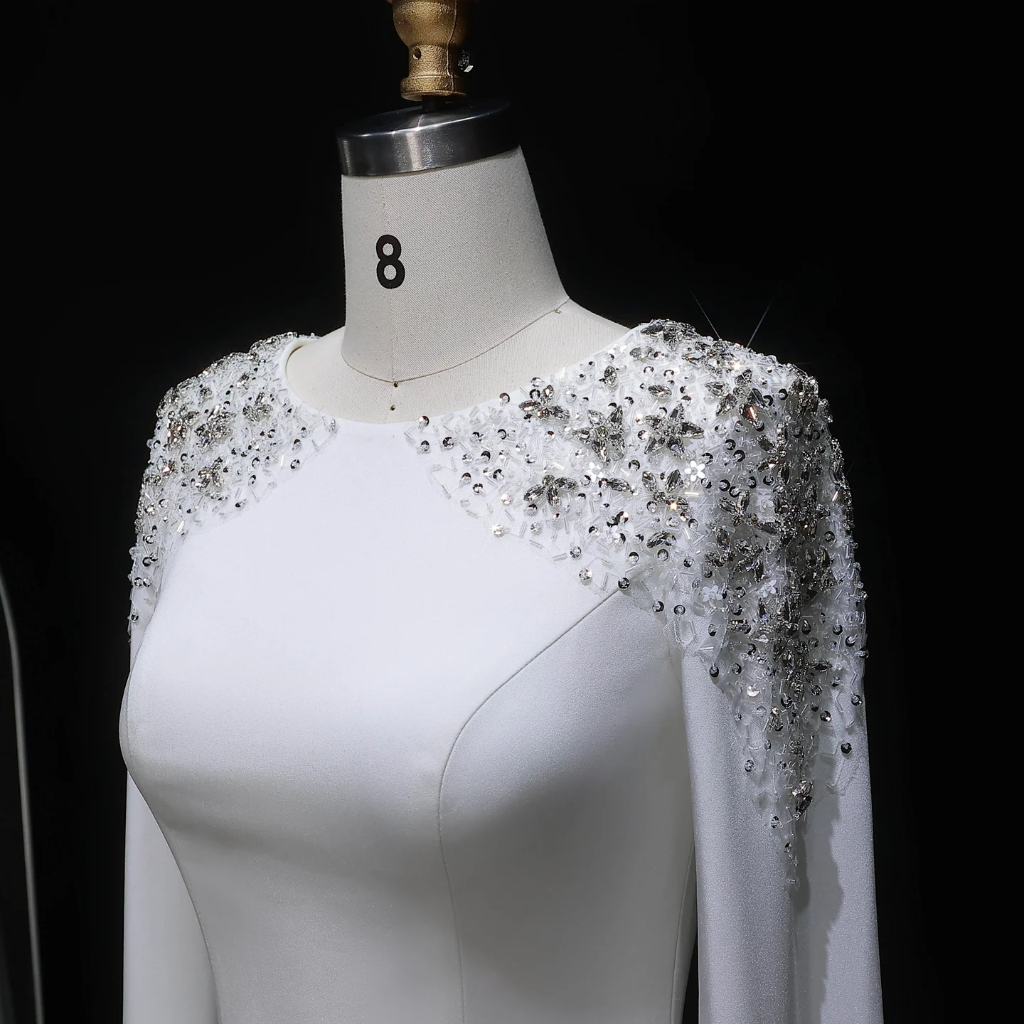 Sharon Said Elegantes Weißes Meerjungfrauenkleid Dubai Abendkleid Damen Hochzeitsfeier Umhangärmel Muslimische Formelle Kleider SF280 Maßanfertigung – Detail 30