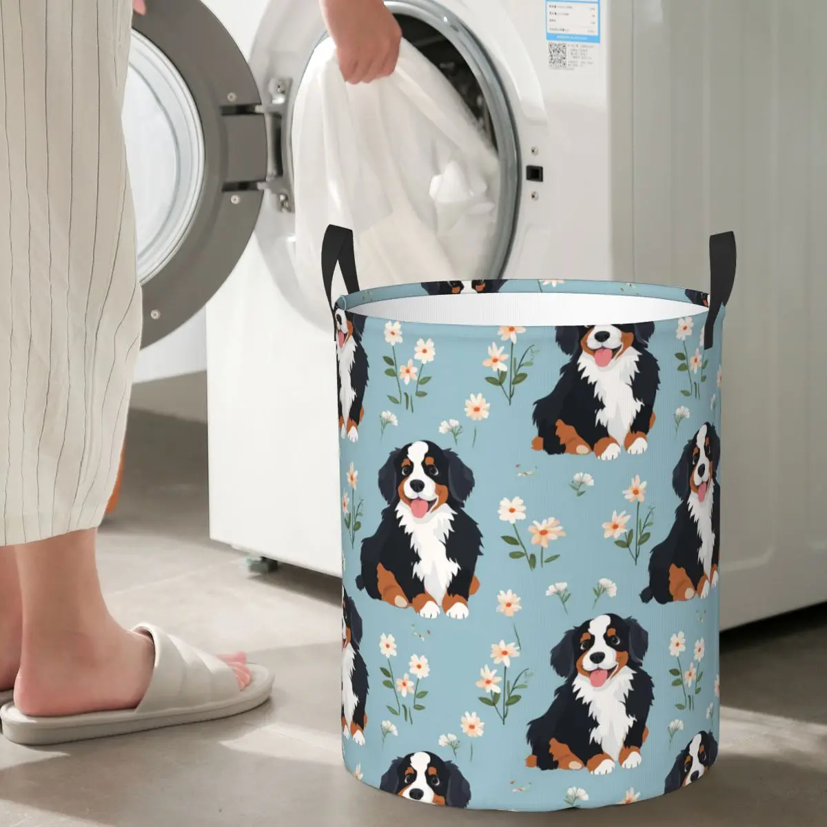 Cesto de Ropa Plegable con Diseño de Perro de Montaña Bernés, Organizador para el Hogar, Cesta para Lavar Ropa de Bebé