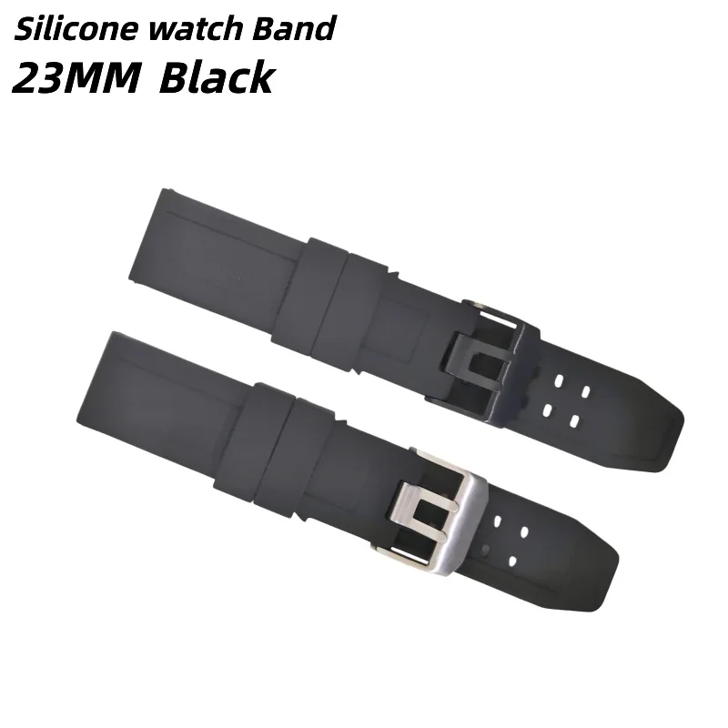 Wholesale 10PCS/Lot 23MM Silicone Watch Strap Replacement Black Bands With Double Row Buckle For Wristwatch Accessories