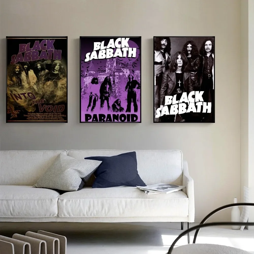 Retro Print Poster Paper Waterproof High Quality Sticker Black Sabbath Band Music Poster Home Living Room Bar Wall Decoration