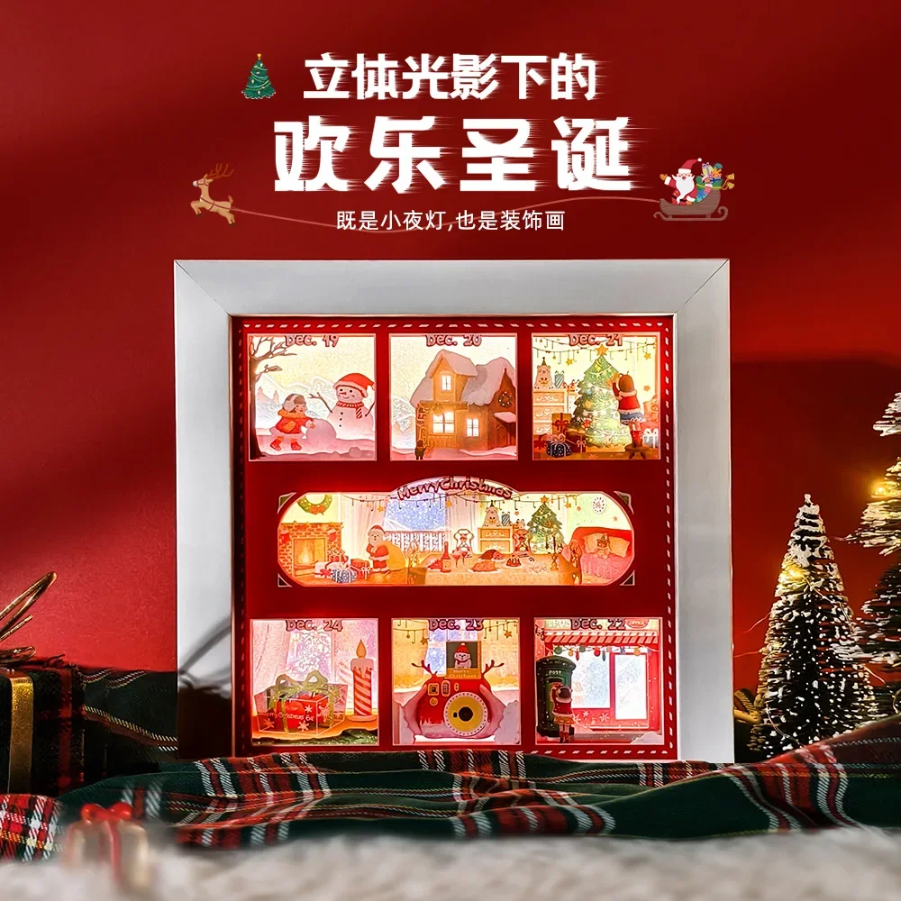 Special Hot Selling Carved Holiday Home Decoration Merry Christmas Paper Carving Lights