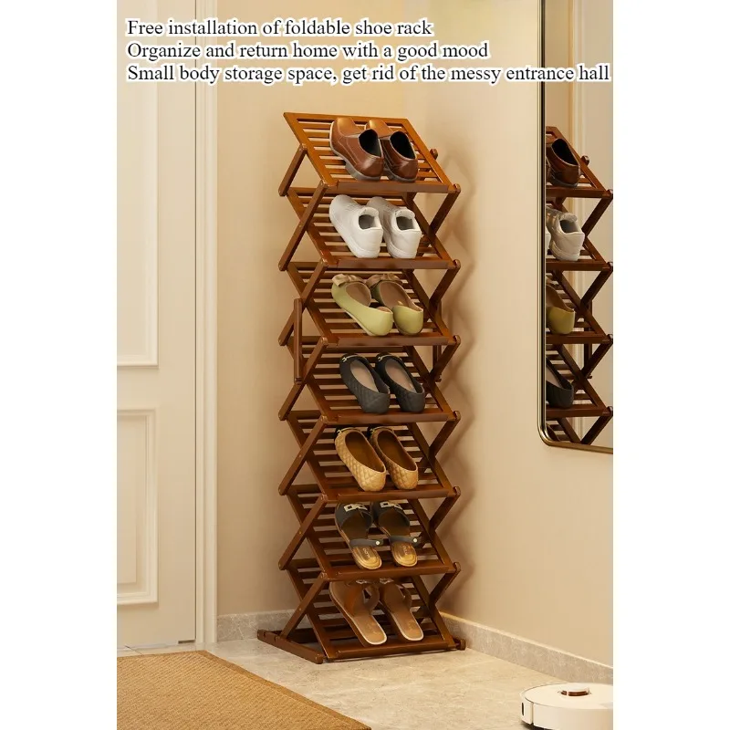 Folding free installation shoe rack, multi-layer household storage at the door, use a convenient shelf as soon as you pull it