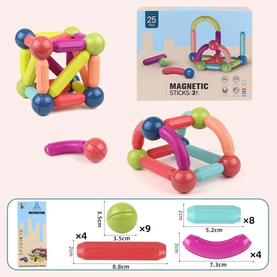 Varietà di bastoncini magnetici educativi per bambini per costruire giocattoli 3D grandi particelle blocchi magnetici per bambini