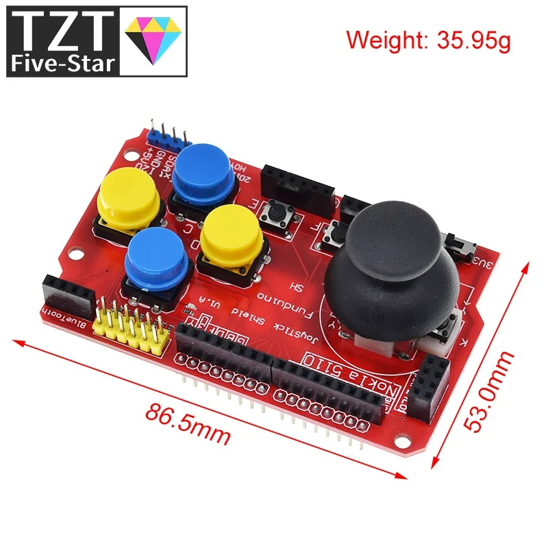 TZT 1PCS Joystick Shield for Arduino Expansion Board Analog Keyboard and Mouse Function