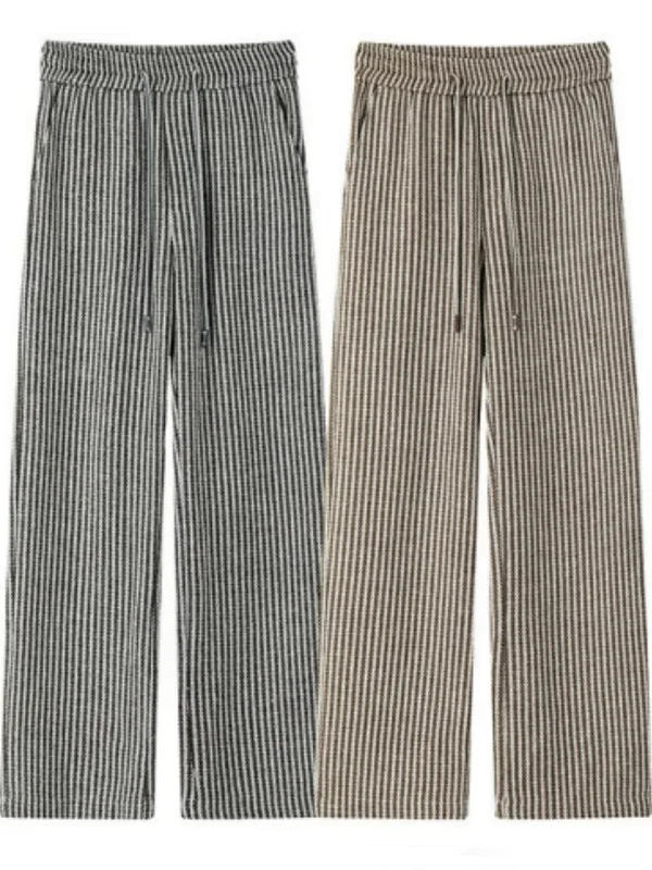 

Loose Straight Leg American Vintage Striped Floor-Length Pants Casual Trousers for Men Comfortable Cotton Blend Autumn Wear