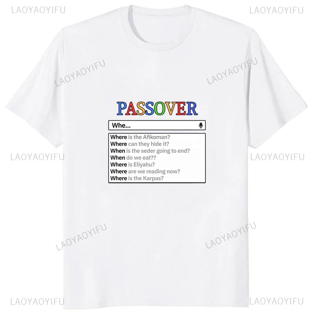 Funny Jewish Passover Printed Graphic TShirt Cotton Classic Casual Man Clothing Y2k Comfort Breathe Streetwear Hip Hop Women Tee