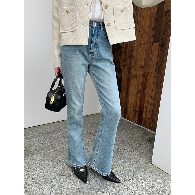 

Pop Korea Style Jeans For Women Loose Straight High Stretch Design Fashion Four Season Brand New Arrival Denim Pants Summer