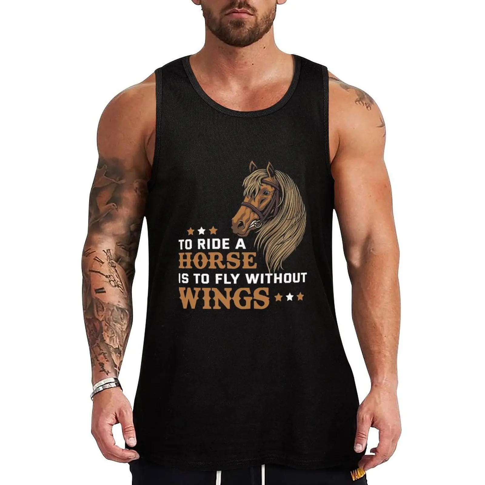 

To ride a horse is to fly without wings Tank Top T-shirt man male top summer 2025 t-shirts for Men's gym