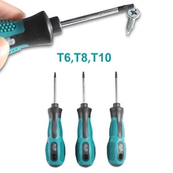 Precision Torx Screwdriver Set, chave de fenda antiderrapante magnética para motocicletas e bicicletas, ferramentas de reparo manual, T6 e T8, 3PCs