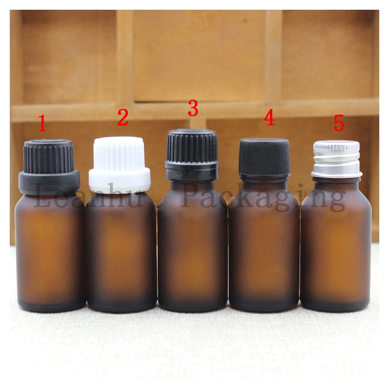 15ml X 50 Essential Oil Bottle Brown Frost Glass Bottle Stopper Cover Frosted Repackaging Empty Massage Oil Container