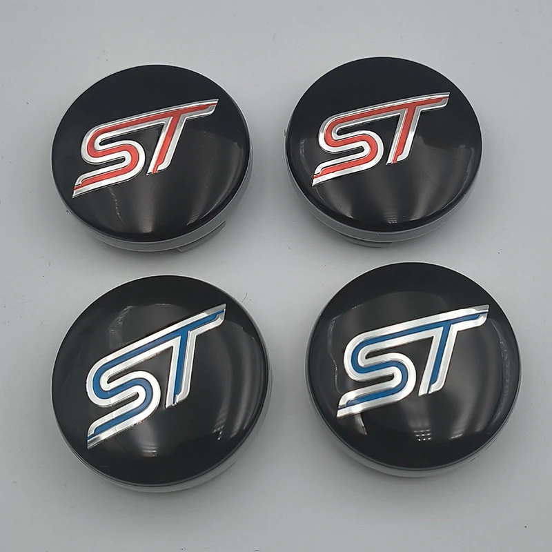 4PCS 54mm ST Wheel Center Caps Cover Hub Cap Car Emblem Badge For Ford Mondeo Mustang Focus Fiesta ST Logo Auto Accessories