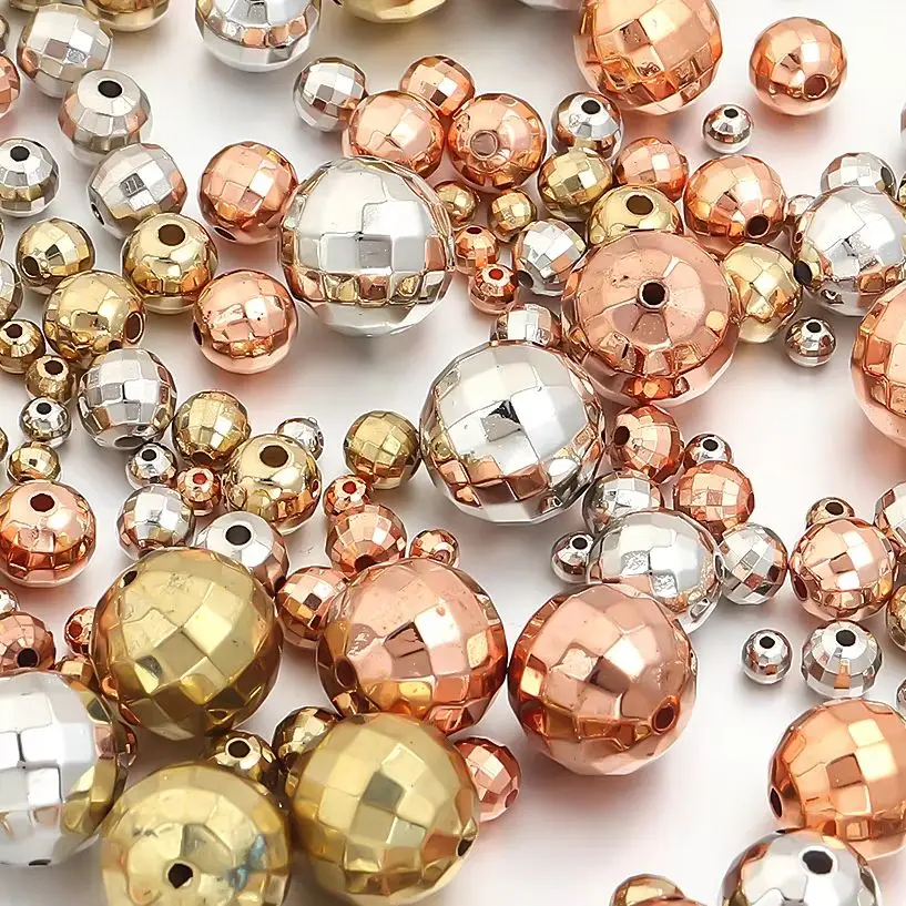 20-200pcs/lot 4-14mm Faceted Round Ball Beads CCB Beads Loose Spacer Beads For Jewelry Making DIY Necklace Bracelet Accessories