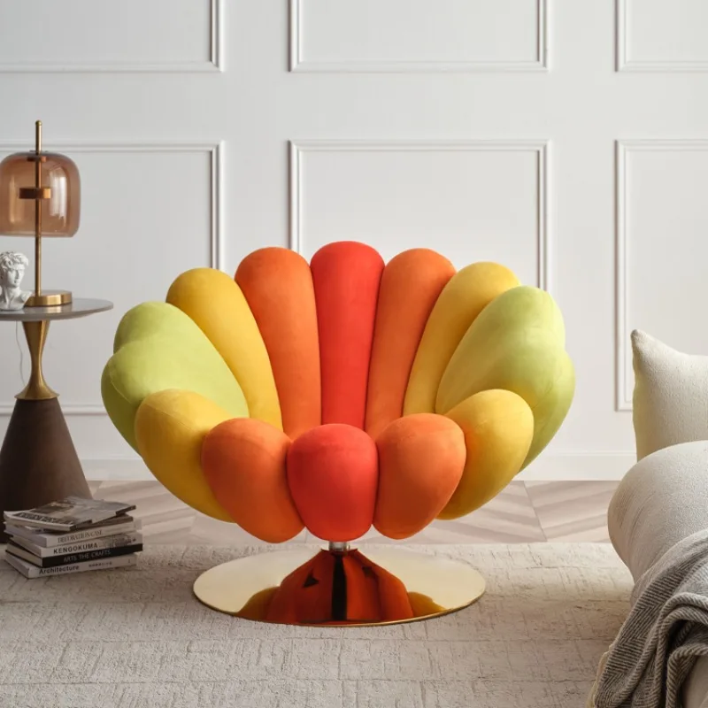 Single sofa rotating anemone chair light luxury leisure chair living room bedroom balcony lazy chair