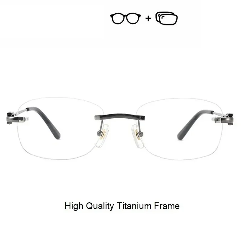 

XUKA Rimless Prescription Titanium Frame Anti Optical Lenses with Recipe Myopia Glasses Radiation AsphericEyeglasses Pure