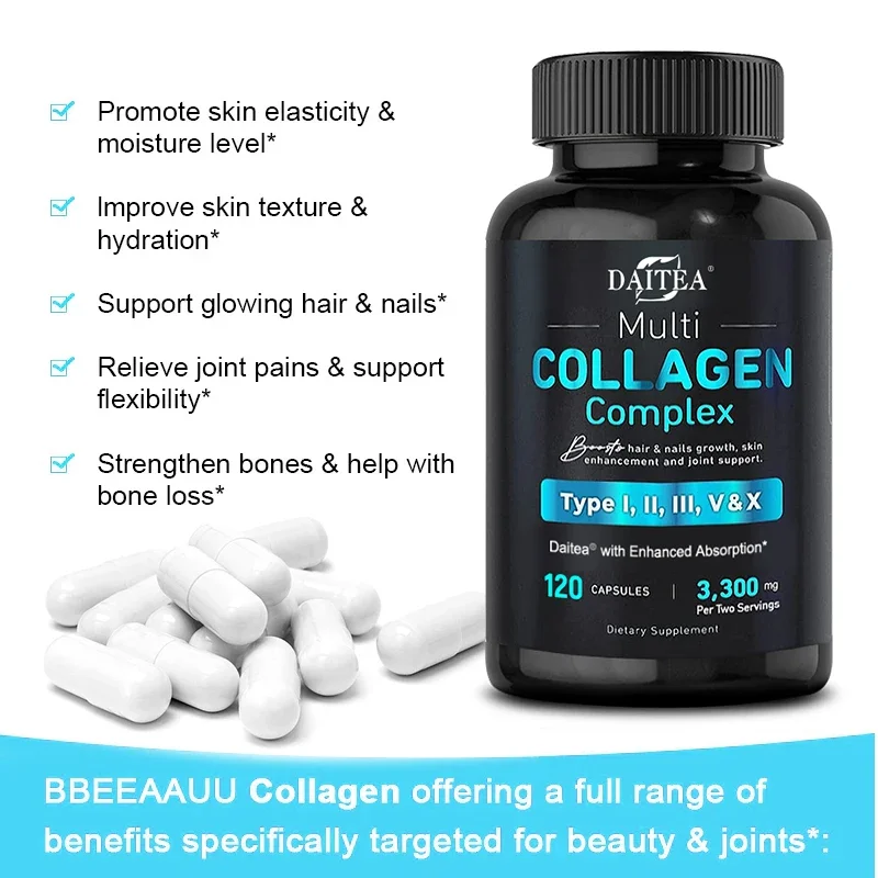 Collagen Complex Capsules - Improve Skin Sagging, Beautify The Skin, Support Nails, Hair, Osteoporosis & Enhance Bone Resistance