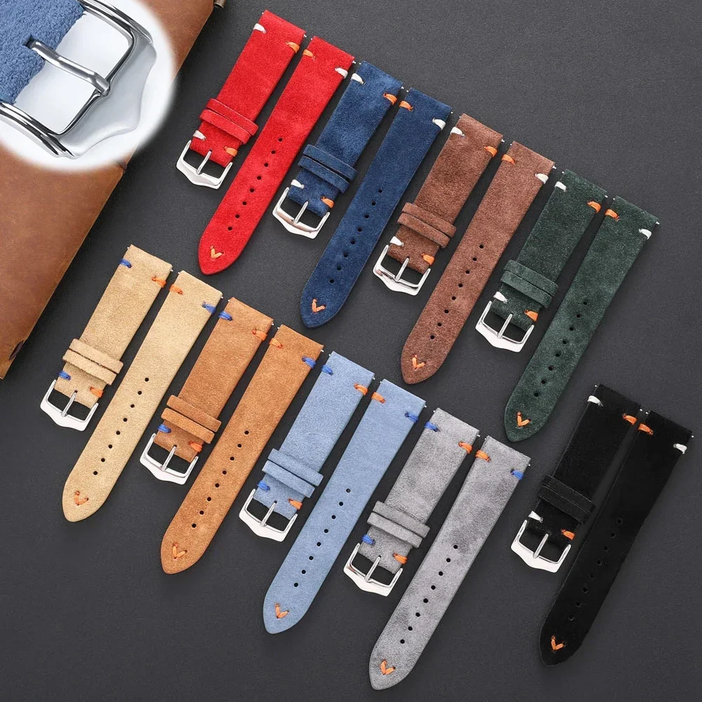 Suede Soft Leather Band 20mm 22mm Universal Replacement Strap for Samsung Watch6 5 4 3 Bracelet for Huawei Watch Bands for Seiko