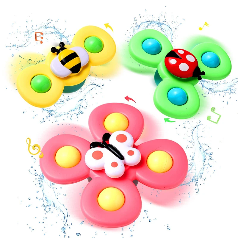 1pcs Baby Cartoon Fidget Spinner Toys Colorful Insect Gyro Educational Toy Kids Fingertip Rattle Bath Toys for Boys Girls Gift