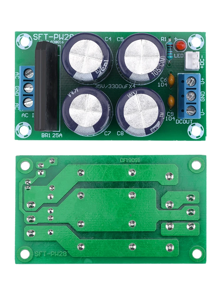 PW28 Dual Power Filter Power Amplifier Board Rectifier High Current 25A Flat Bridge Unregulated Power Supply Board DIY