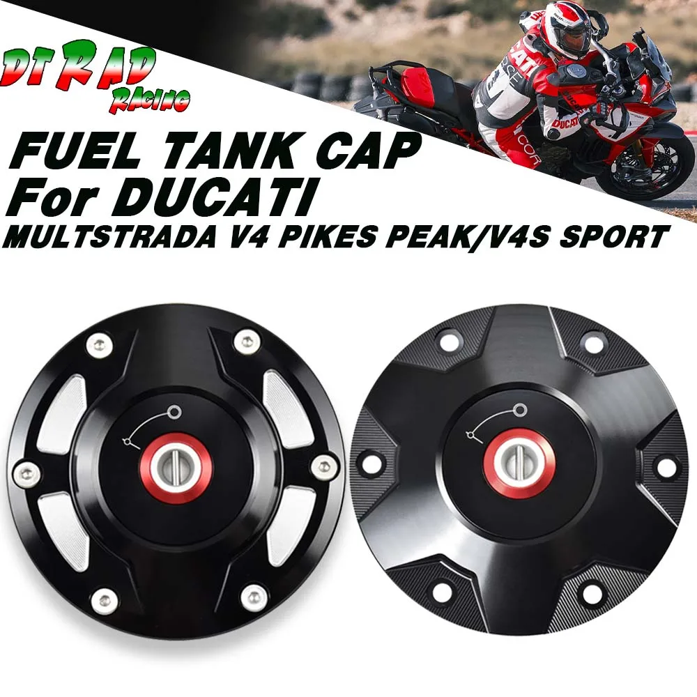 For DUCATI MULTISTRADA V4 PIKES PEAK 2022-2023 V4S SPORT 2021-2022 Anti-Theft Key Lock Petrol Tank Cap Aluminum Fuel Gas Cover