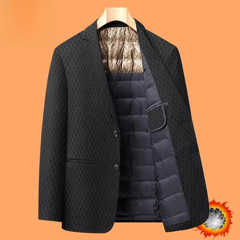 

Winter Men's Jaet Casual Faion Thiened Inner Vest Warmth Suit Coat Du down Filling Modern Sle Commute Sui...