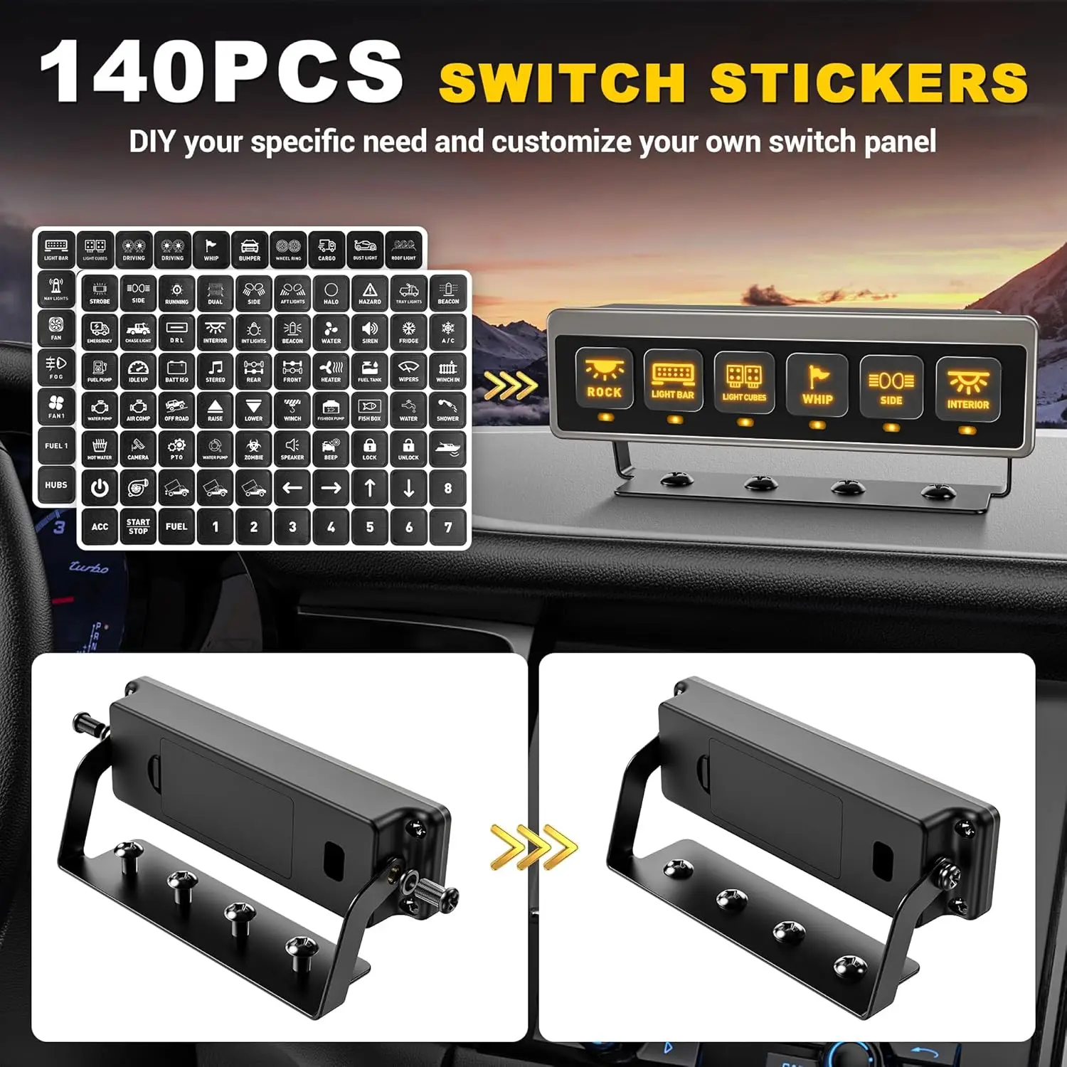 6 عصابة لوحة التبديل اللاسلكية 4x4 صندوق التحكم التتابع التلقائي عكس الضوء LED 12 فولت لوحة مفتاح اللمس لسباق السيارات شاحنة RV على الطرق الوعرة #5