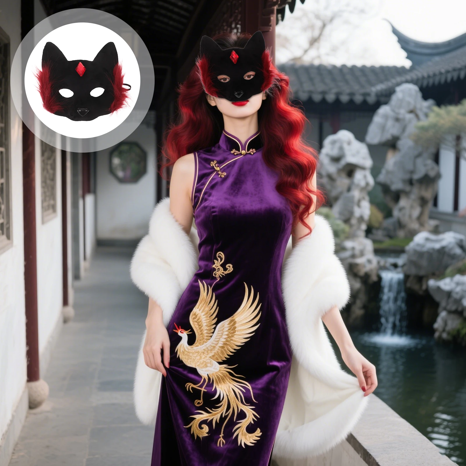 

Face Halloween Lightweight High Fidelity Costume Accessory Universal Fit For Party Cosplay Animal Masquerade Mask Half Face Cat