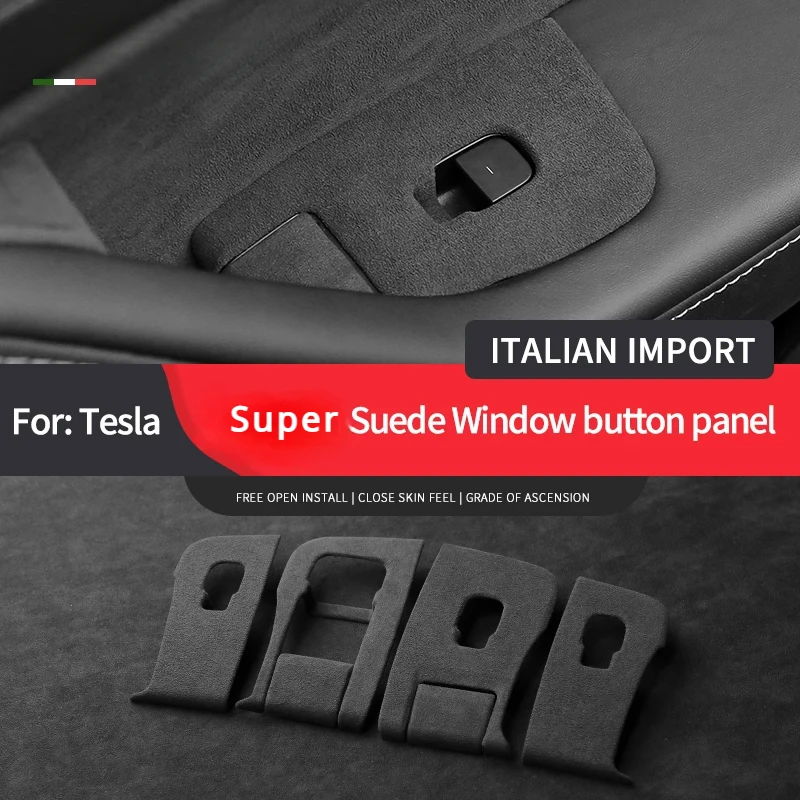 

For Tesla Model 3 Y 2017-2022 Door Window Lifting Switch Button Panel Cover Pad Italian Super Suede Decor Cover Trim Stickers