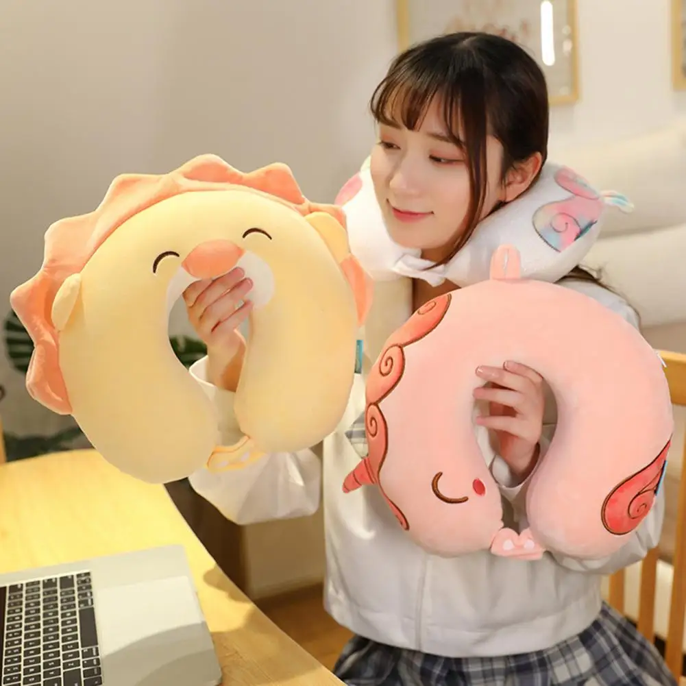 

1 Pc Plush Neck Pillow U-Shaped Cartoon Cute Cotton Cushion Airplane Travel Pillow Aircraft Memory Foam Aircraft Accessories