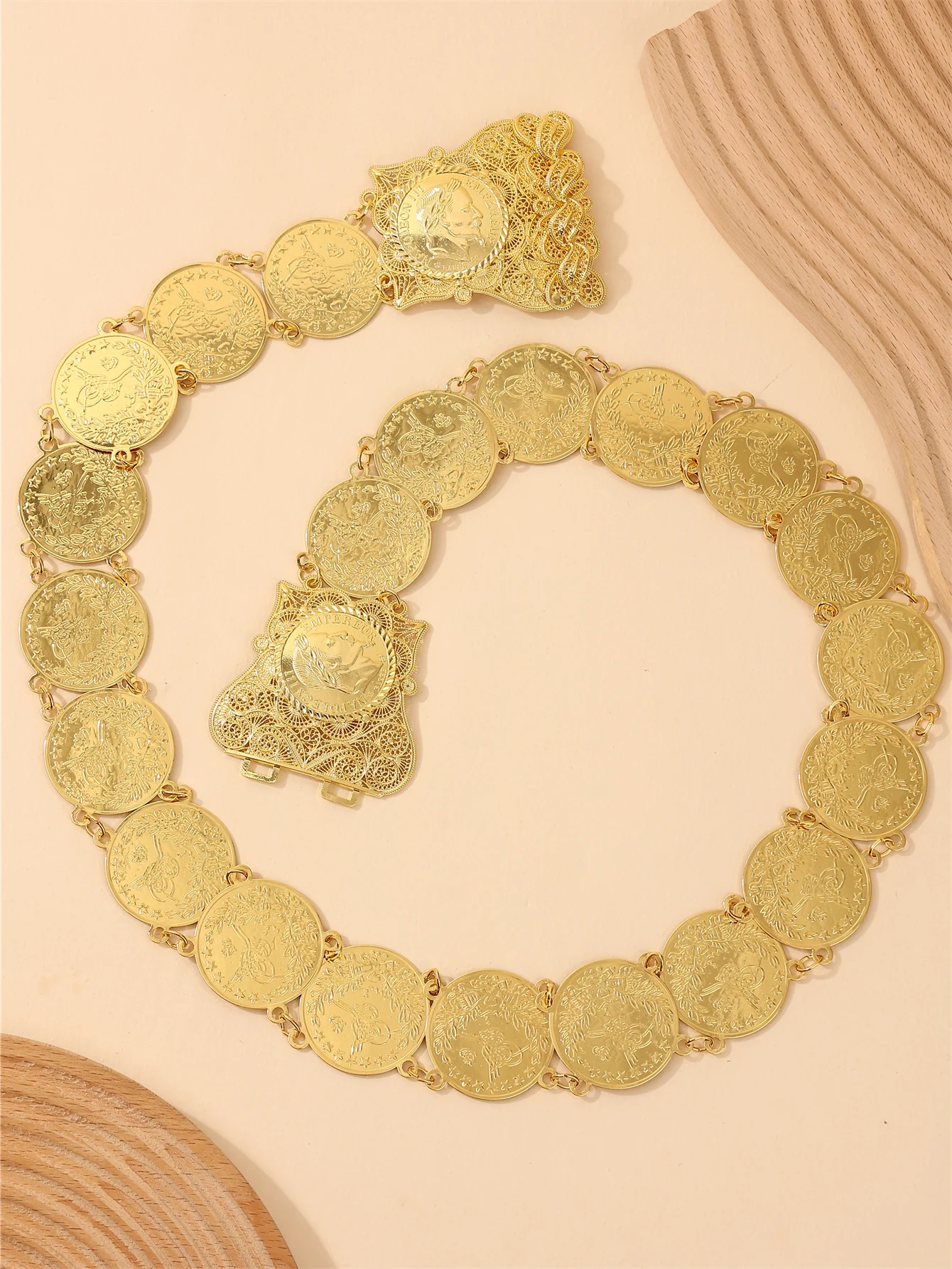 

Ladies' robe belt, Turkish coin shape, Ottoman pattern, luxurious and retro, wedding and festival belt