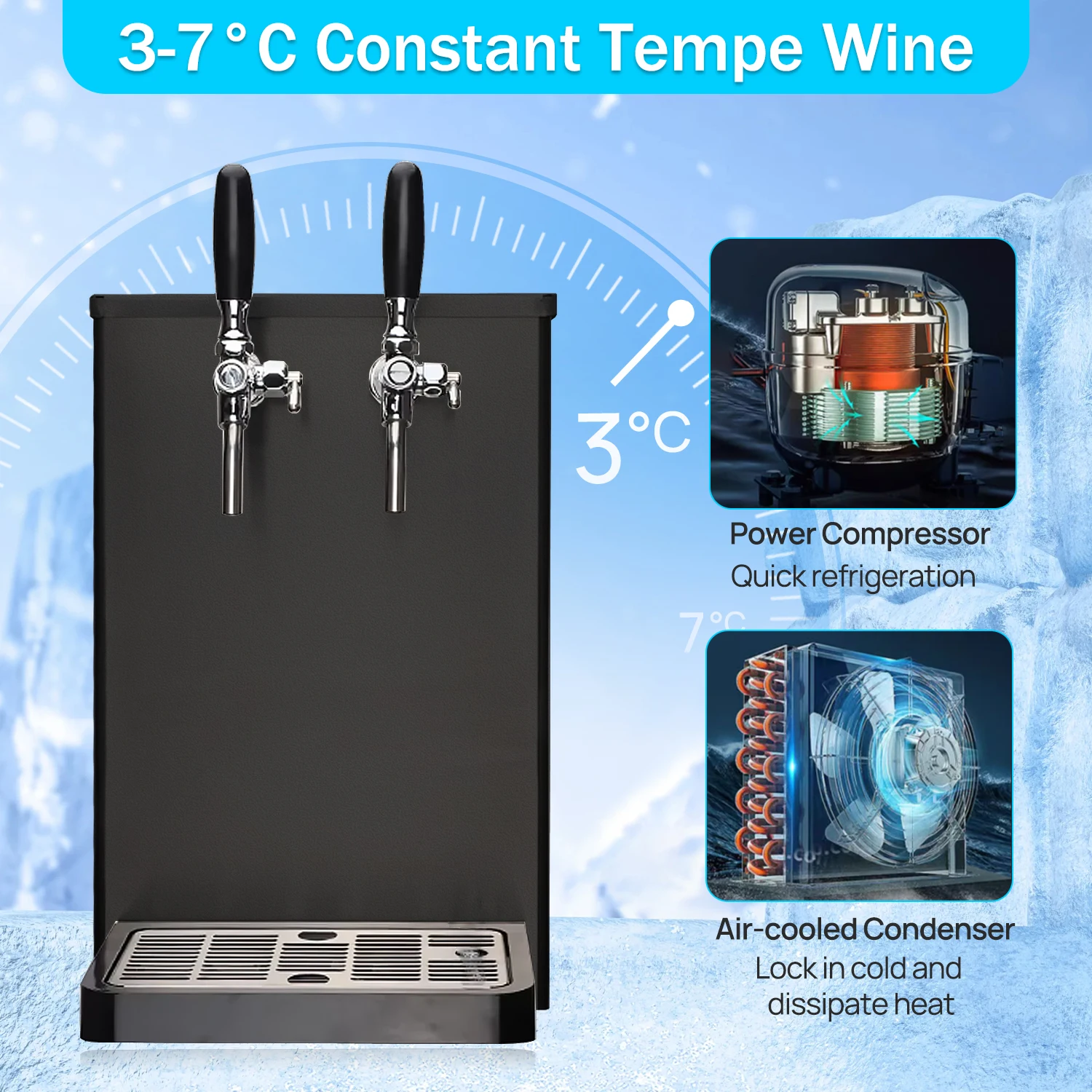 Beer Keg Tap Dispenser Electric Beer Cooling Equipment Pressurized Keg System Portable Beer Vending Machine