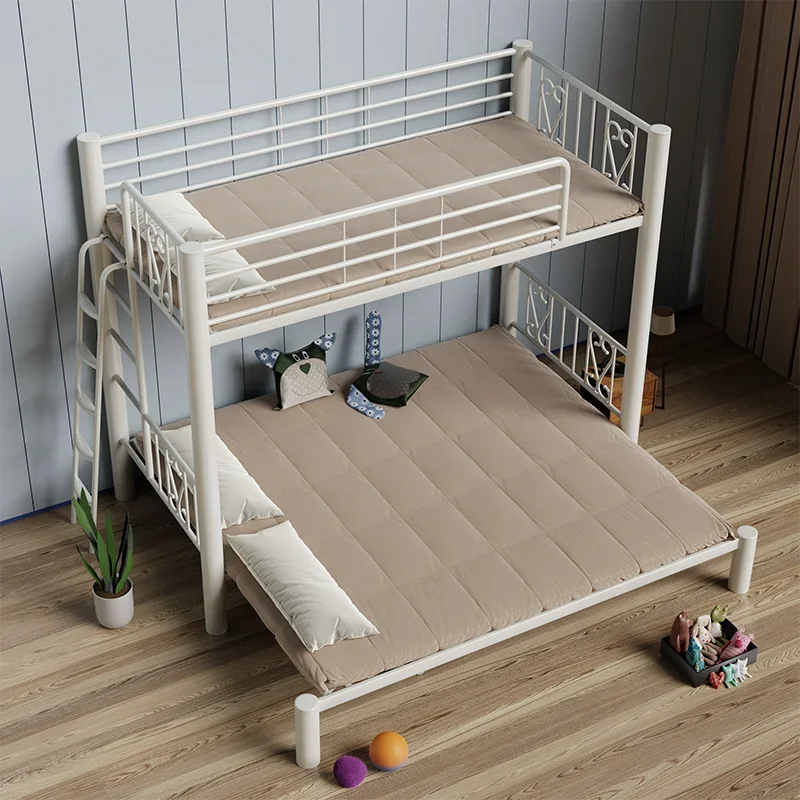 Duplex second floor elevated bed telescopic folding wrought iron bed bunk adult pull iron frame