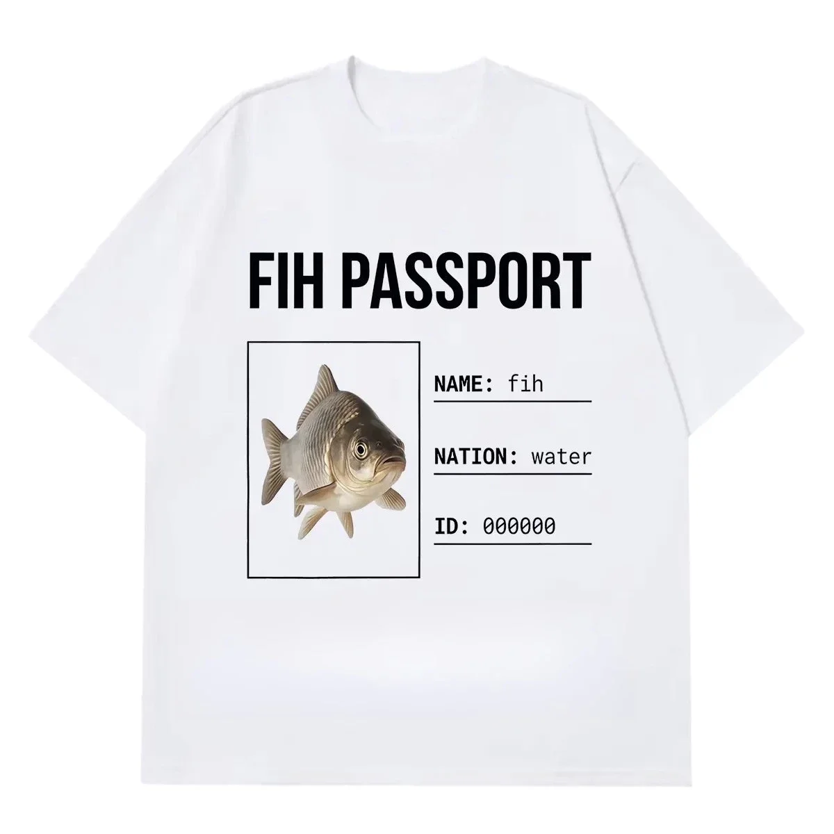 Fih Fish Stupid Funn T-shirt Men Women Fashion T-shirt Summer Short-sleeved Loose Casual Hip-hop Oversized T-shirts Tops