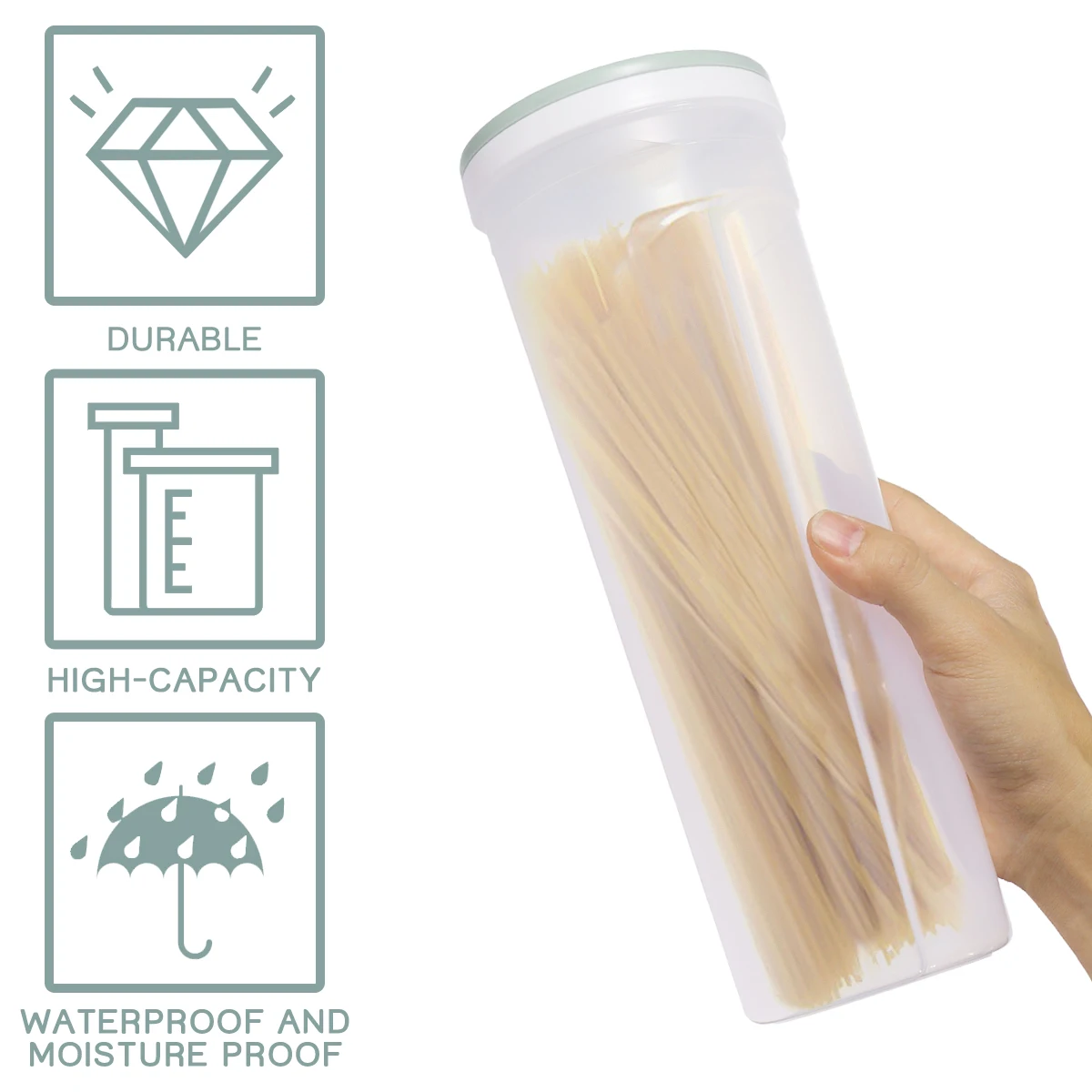 

Spaghetti Noodles Jar Standing Food Container Sky Blue Grains Storage Beans Holder Dry Noodle Vessel Eco PP Plastic Rotatable