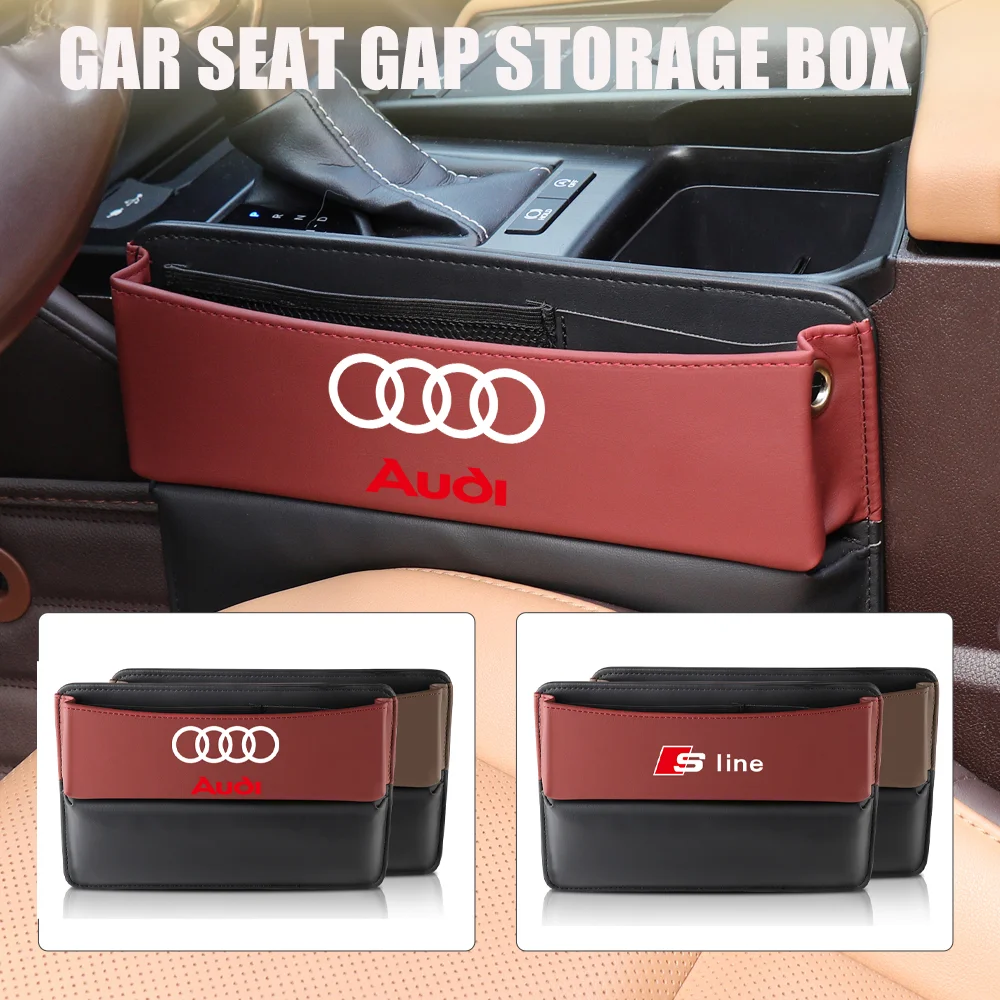 Caja de almacenamiento para consola Central de coche, soporte para gafas, controles centrales, organizador lateral, accesorios para Audi TT RS Sline A1, rojo/marrón